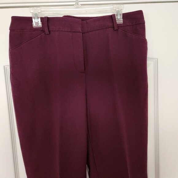 Chicos's Size 2 (Misses 12 Reg) Bi-stretch Career/Casual Pants Straight Leg Wine - Picture 2 of 13